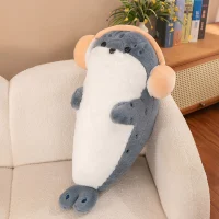 Cute Blue Otter Plush Toy with Earmuffs