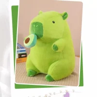 Cute Green Capybara Plush Toy with Avocado