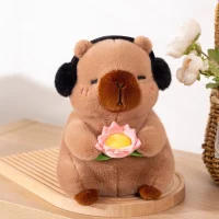 Cute Meditating Capybara Plush Toy with Lotus