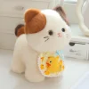 Plush Calico Cat Doll with Duck Bib