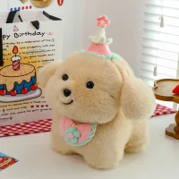 Plush Birthday Puppy Doll with Hat & Bib