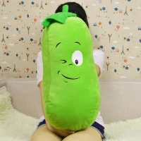 Plush Green Eggplant Doll with Winking Face