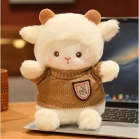 Plush Sheep Doll in Brown Sweater