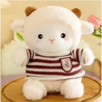 Plush Sheep Doll in Striped Sweater