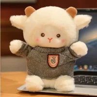 Plush Sheep Doll in Gray Sweater