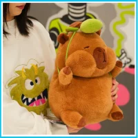 Capybara Plush with Leaf Hat