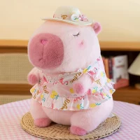 Pink Capybara Plush with Dress & Hat