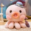 Pink Octopus Plush with Blue Hat