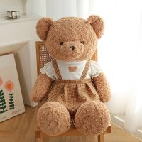 Plush Teddy Bear in Gingham Dress