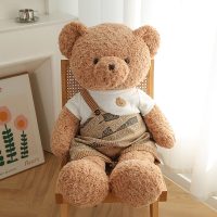 Plush Teddy Bear in Overalls