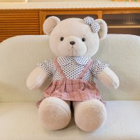 Plush Teddy Bear with Dress & Bow