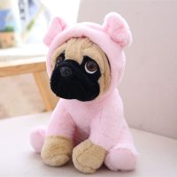 Pug in Pink Bear Hoodie Plush