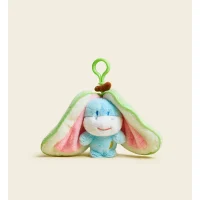 Blue Dinosaur Plush Keychain with Blanket